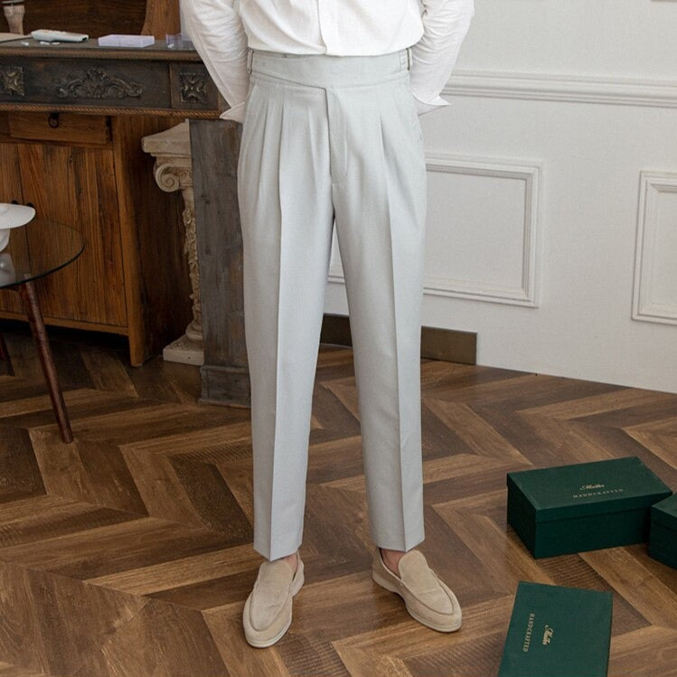 Pantalon Homme Élégant à Ceinture Réglable pour Mariage et Réunions