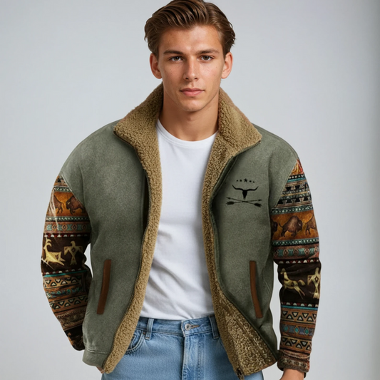 Veste en laine épaisse style tribale pour homme - LuxeStyle