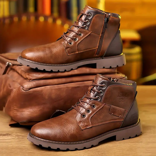 Bottines Cuir Brun Homme Éclair Rapide - LuxeStyle