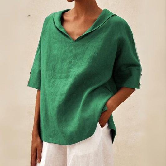 Blouse Femme Élégante en Lin Vert Clair - LuxeStyle