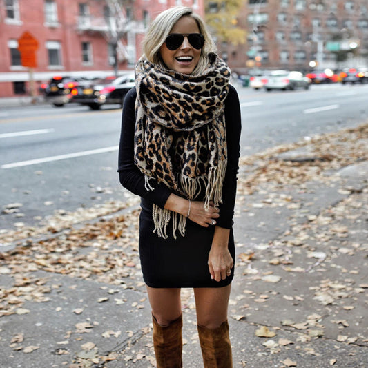 Écharpe Femme Hiver Léopard Douce - LuxeStyle