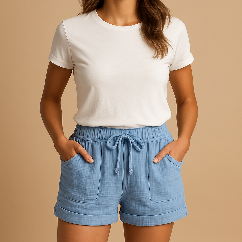 Short de Femme Coton Violet Confort avec Poches