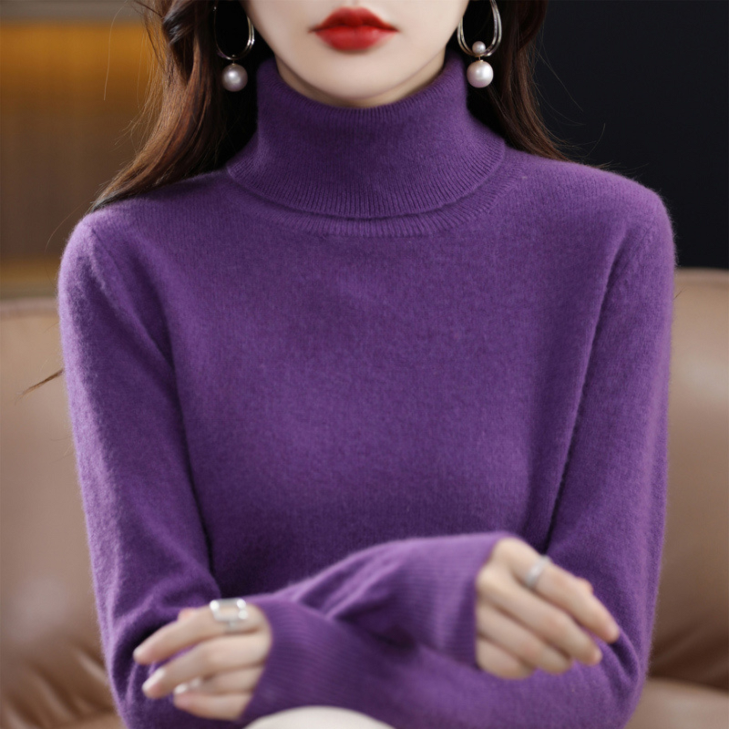 Pull Cachemire Doux pour Femme - Col Roulé Confortable et Léger