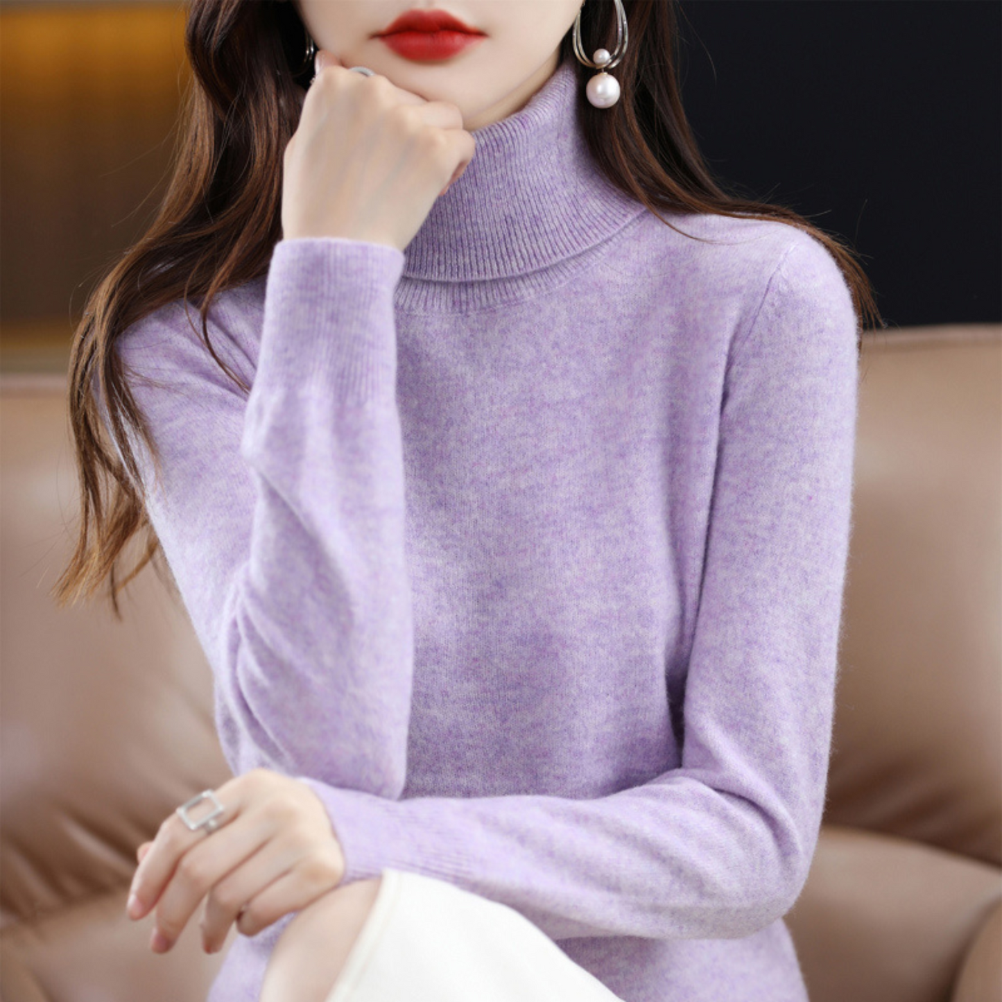 Pull Cachemire Doux pour Femme - Col Roulé Confortable et Léger