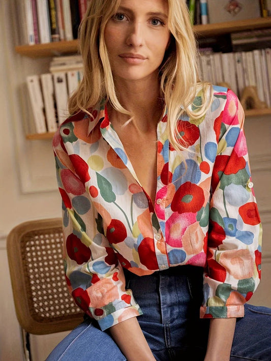 Blouse Été Fleuri Boutons pour Femmes - LuxeStyle