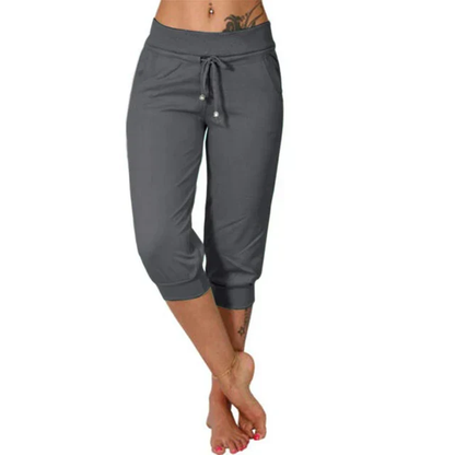 Pantalon de sport femme mi-longueur châtaigne
