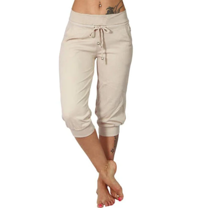 Pantalon de sport femme mi-longueur châtaigne
