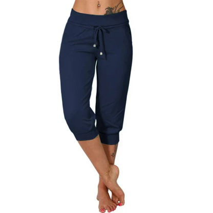 Pantalon de sport femme mi-longueur châtaigne