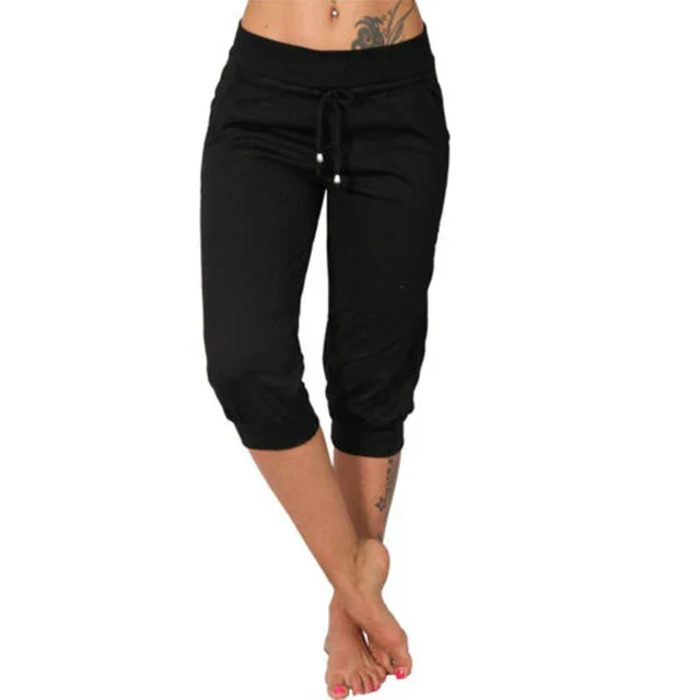 Pantalon de sport femme mi-longueur châtaigne