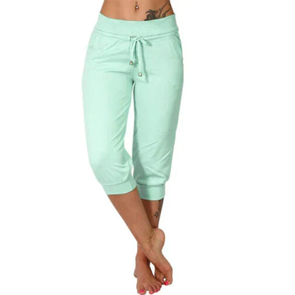 Pantalon de sport femme mi-longueur châtaigne