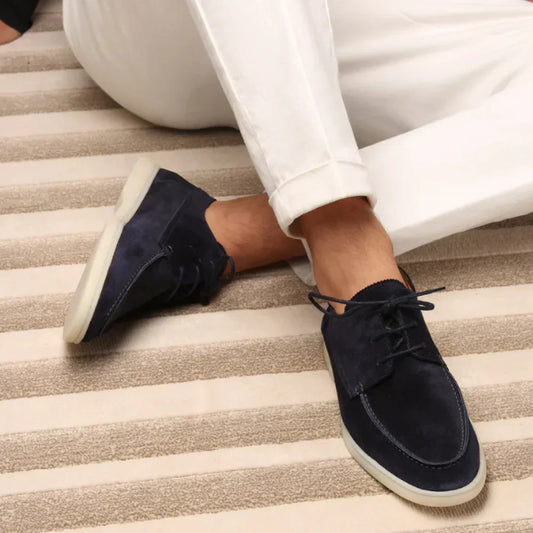 Bottes en cuir marine pour homme élégant - LuxeStyle