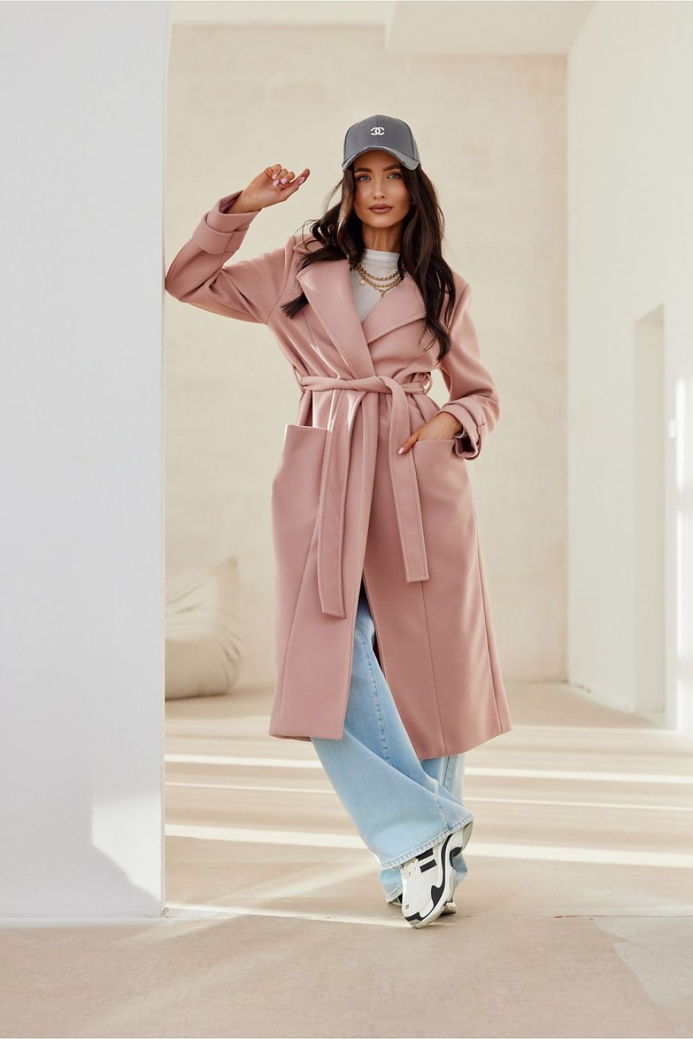 Manteau Femme Élégant à Manches Longues avec Ceinture pour Automne Hiver - LuxeStyle