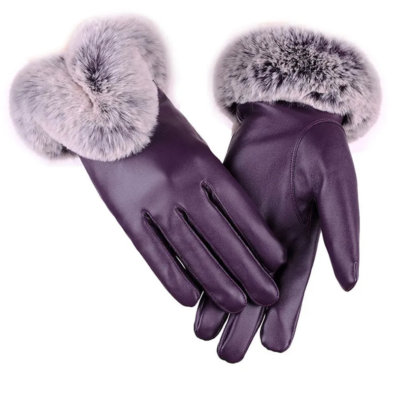 Gants cuir femme luxe velours pourpre - LuxeStyle