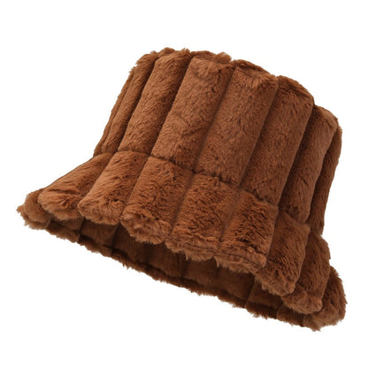 Chapeau Fausse Fourrure Chic Beige Féminin