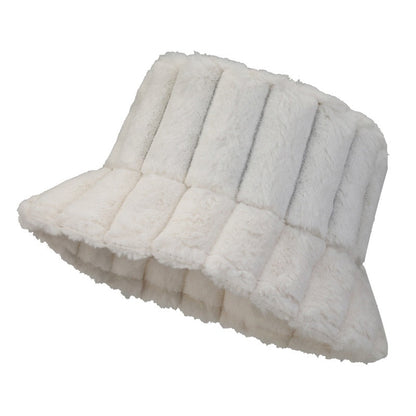 Chapeau Fausse Fourrure Chic Beige Féminin
