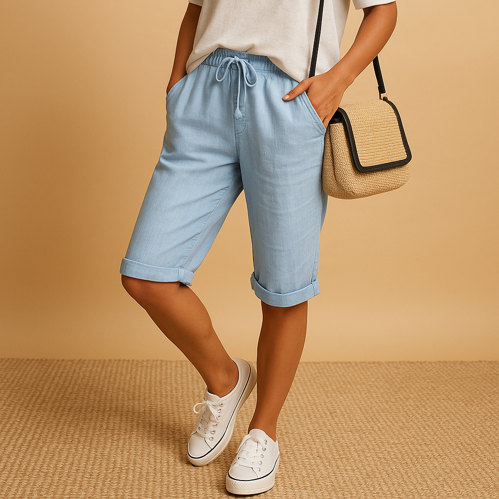 Short Femme Noir Élastique avec Cordage Réglable