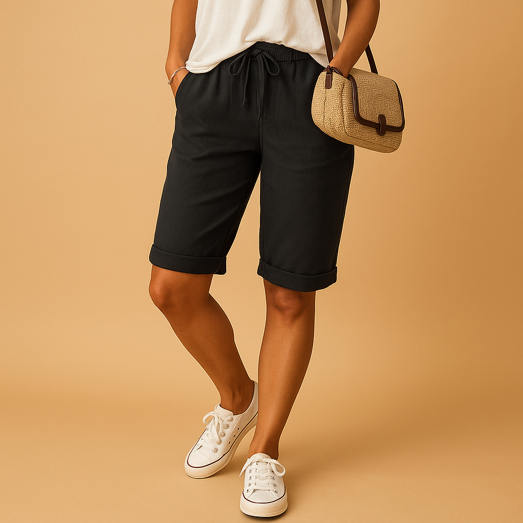Short Femme Noir Élastique avec Cordage Réglable - LuxeStyle