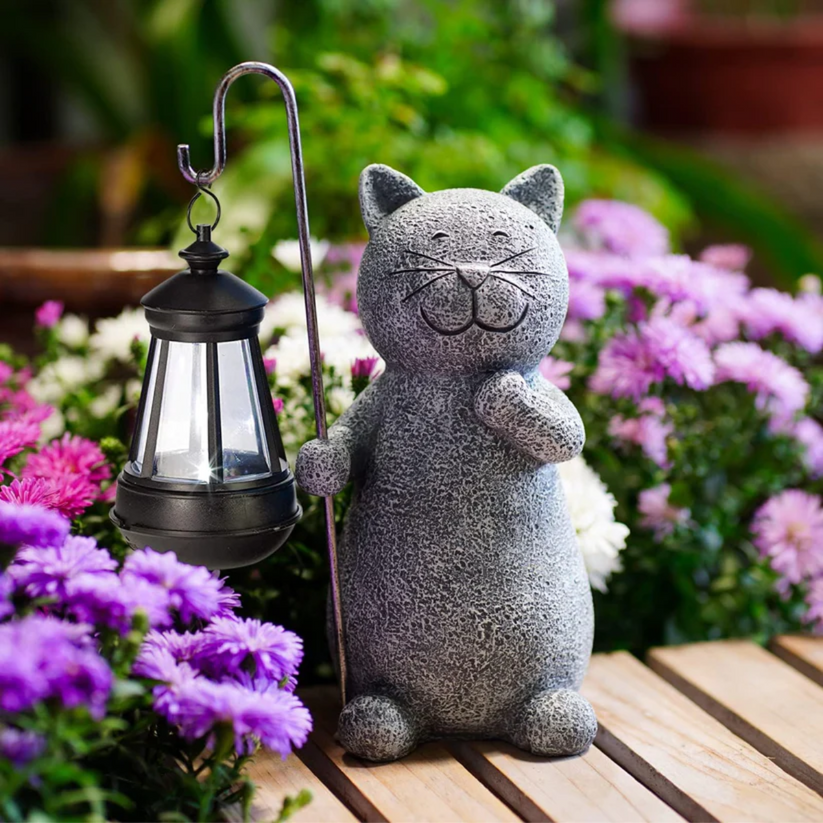 Sculpture de Chat en Jardin Assis Mignon