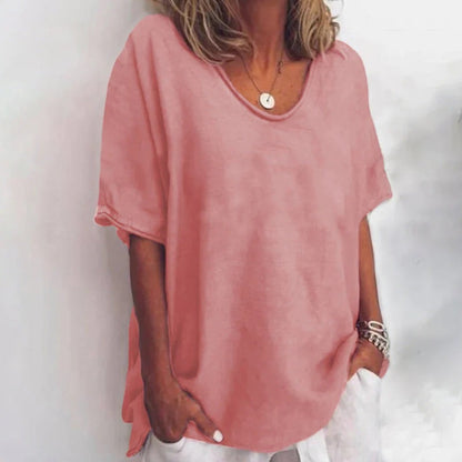 Élina | T-shirt Décontracté À Col En V Pour Femmes | Oversized
