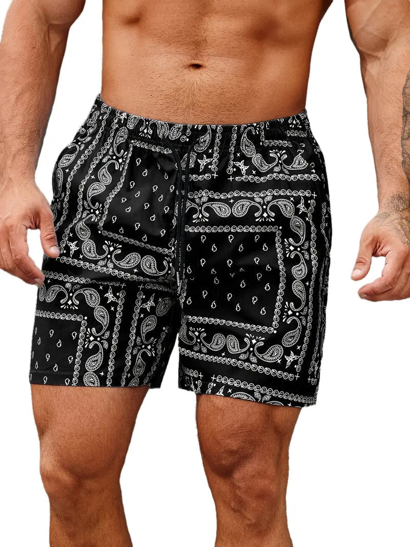 Short de bain stylé imprimé floral avec ceinture réglable - LuxeStyle