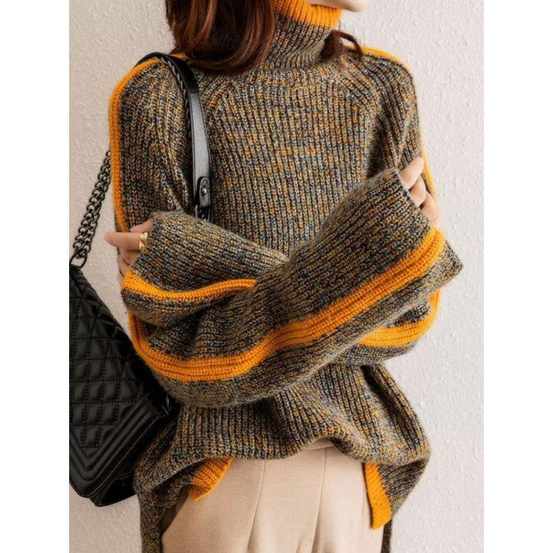 Pull Femme Rayé Chaud à Manches Longues