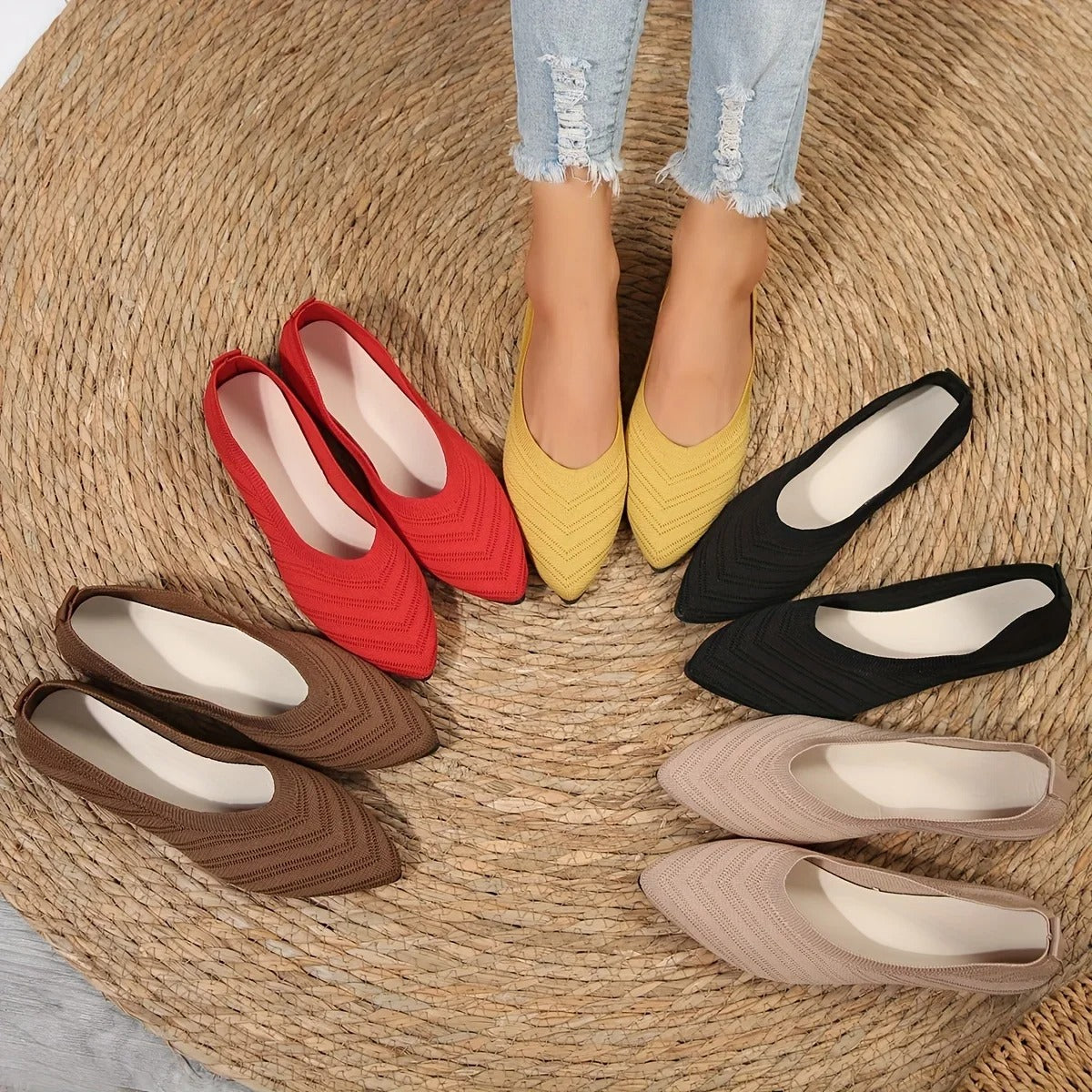Ballerines colorées pour femmes à motifs géométriques - LuxeStyle