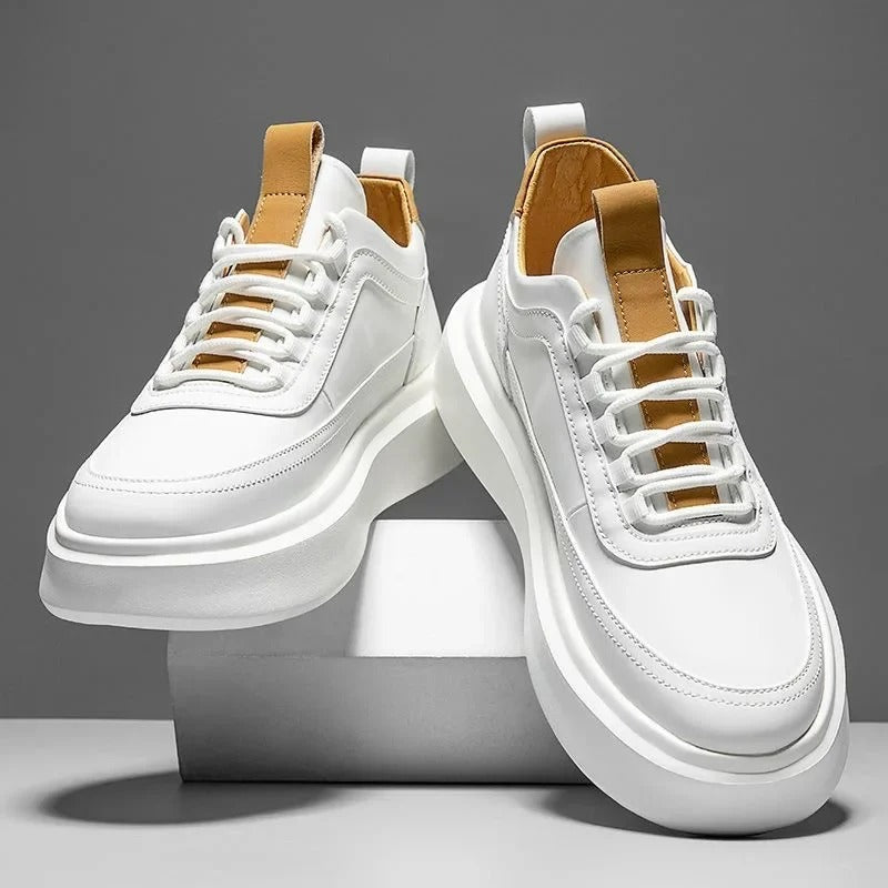 Baskets Chic en Cuir avec Lacets et Style Détendu
