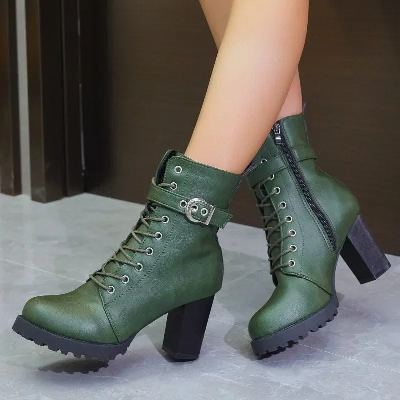 Bottines Hauts Talons Femmes Hiver avec Fermeture Éclair