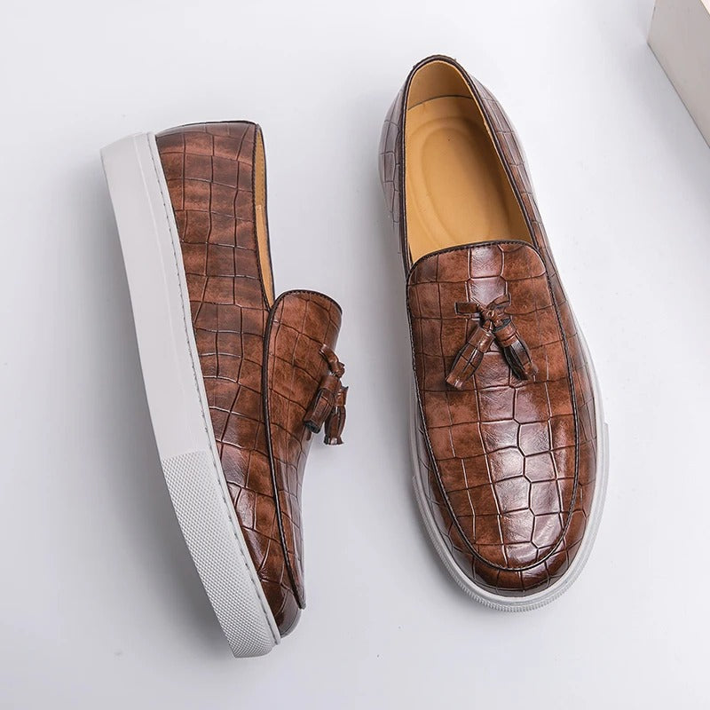 Mocassins cuir brun luxury pour hommes - LuxeStyle