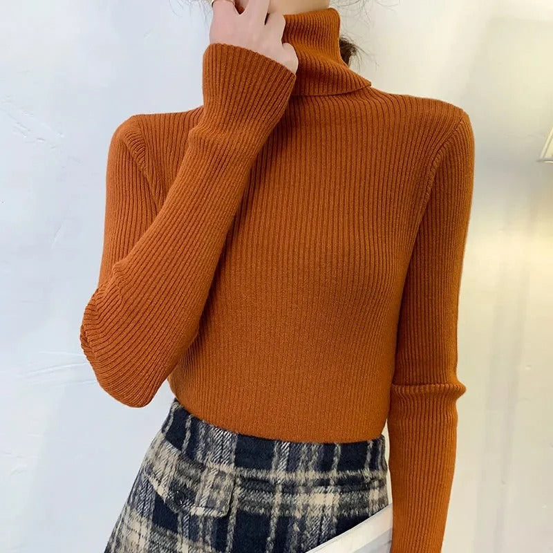Pull à col roulé marine femme élégant