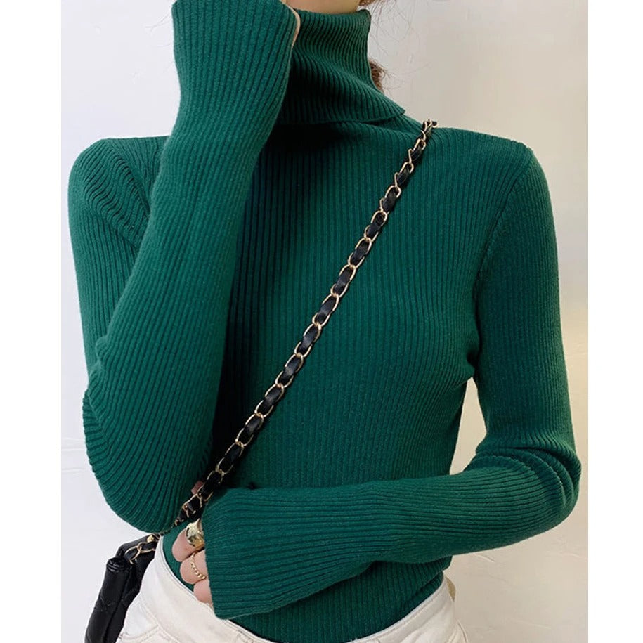 Pull à col roulé marine femme élégant