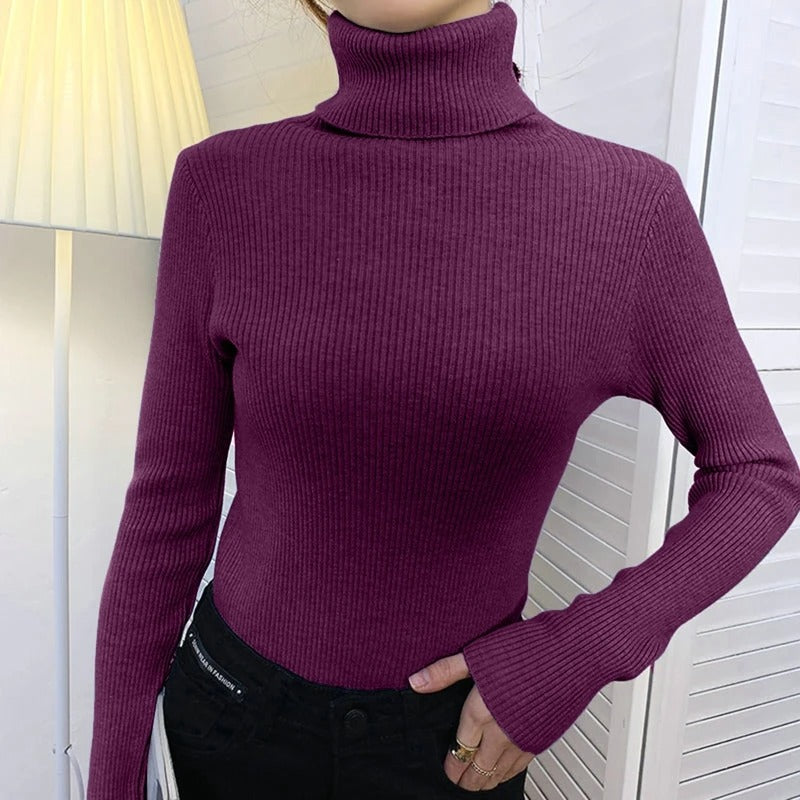 Pull à col roulé marine femme élégant