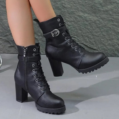 Bottines Hauts Talons Femmes Hiver avec Fermeture Éclair
