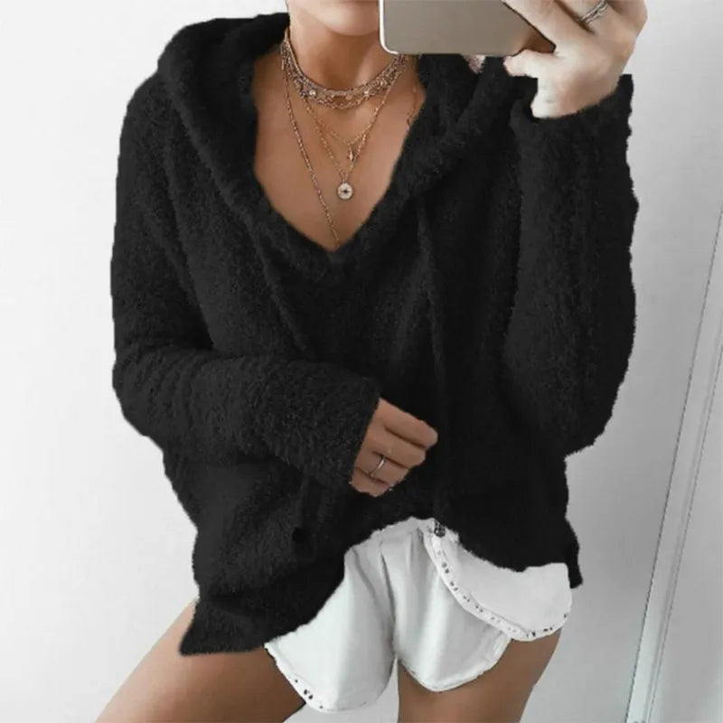 Pull Femme Lilas Doux à Capuche Hiver
