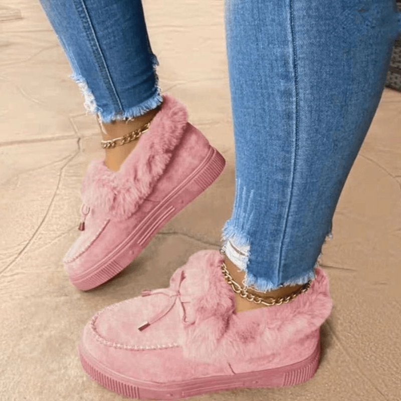 Chaussons Femme Hiver Douillets - Suédine Confort avec Fourrure Intérieure & Semelle Grip