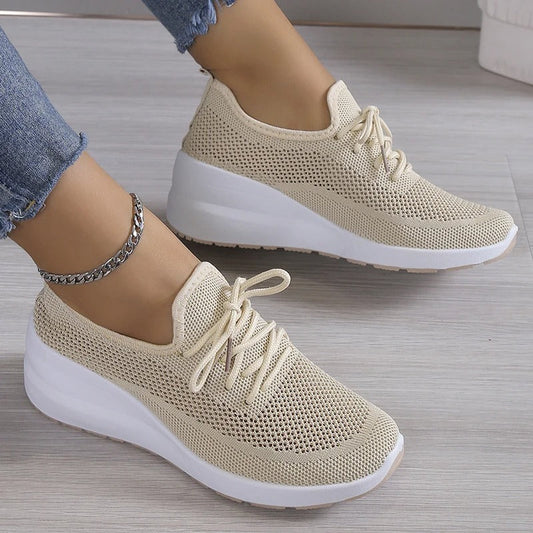 Chaussures running respirantes femme beige - LuxeStyle