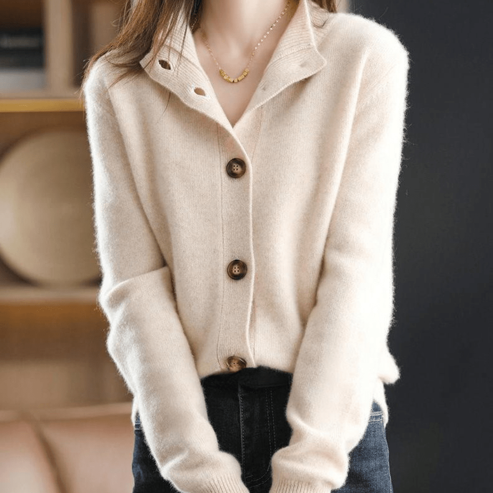 Gilet Femme Élégant Laine Naturelle Boutonné - LuxeStyle