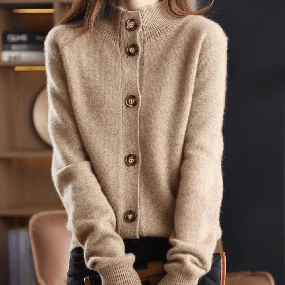 Gilet Femme Élégant Laine Naturelle Boutonné