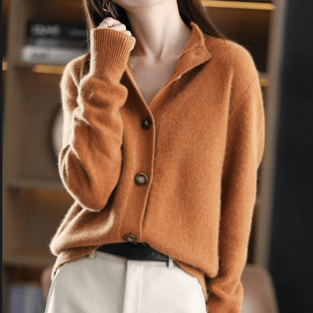 Gilet Femme Élégant Laine Naturelle Boutonné