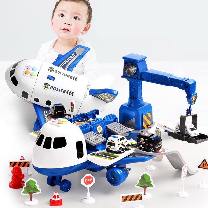 Avion de Jeu Enfant avec Voiture de Police et Equipement