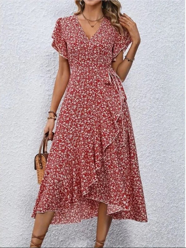 Robe Été Florale Bleu Clair Pour Femme