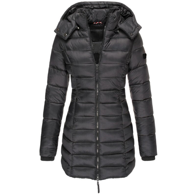 Manteau polaire bleu foncé avec capuche démontable femme
