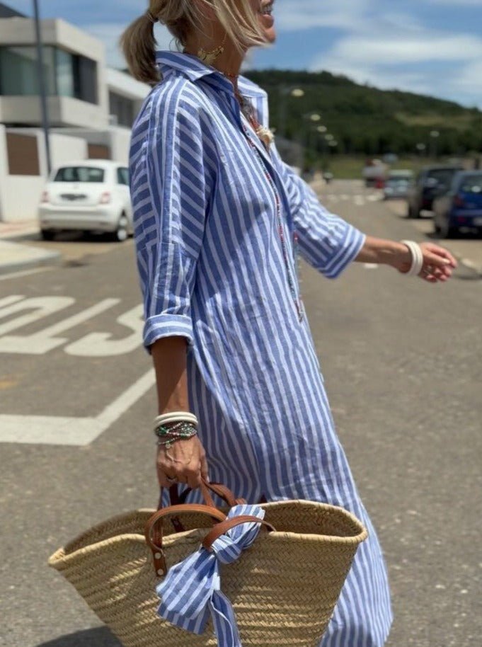 Robe femme rayée pastel rose et blanc