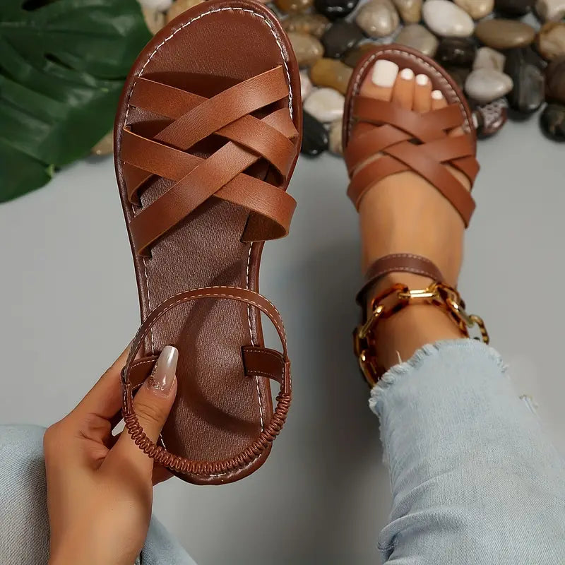 Sandales Femmes à Talon Plat et Bride Élégante - LuxeStyle