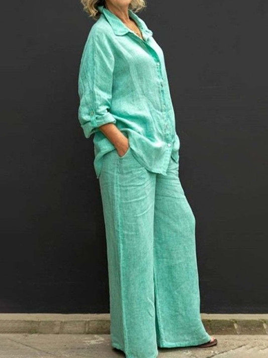 Tenue Femme Été Fresh Chemisier et Pantalon Large - LuxeStyle