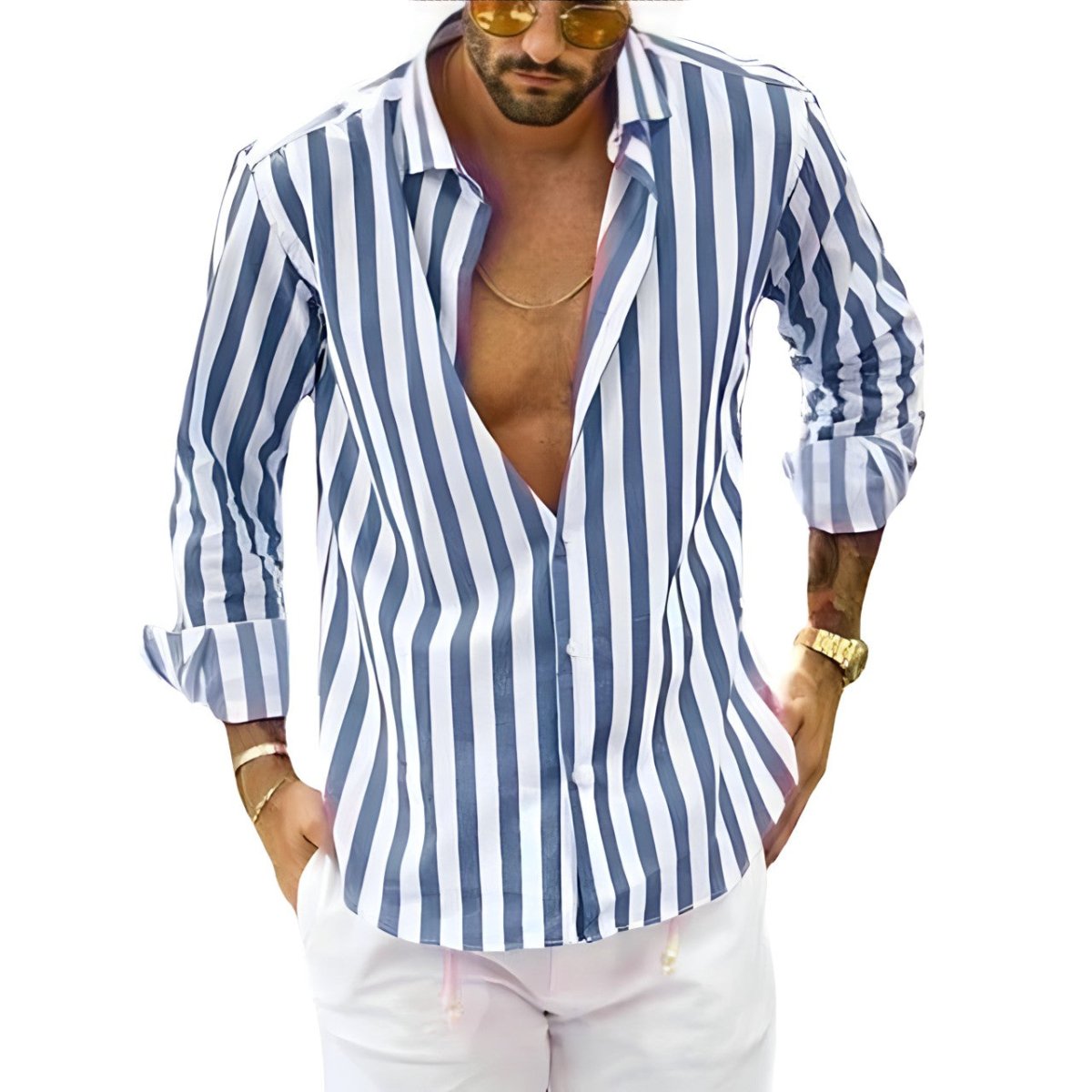 Chemise homme à rayures élégante | Manches longues