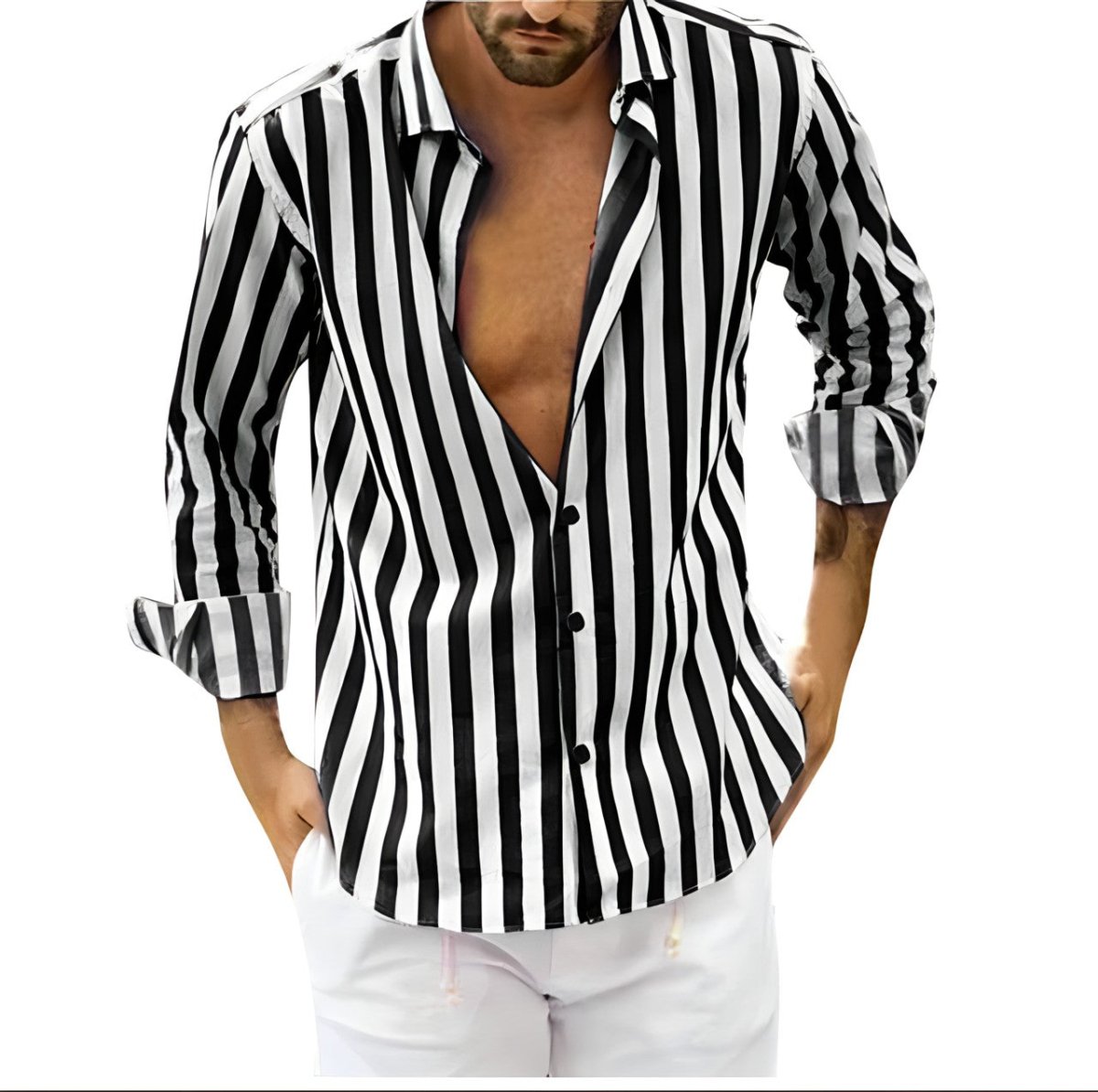 Chemise homme à rayures élégante | Manches longues