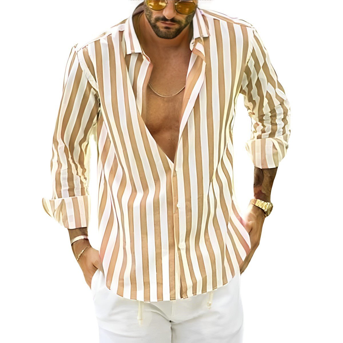 Chemise homme à rayures élégante | Manches longues