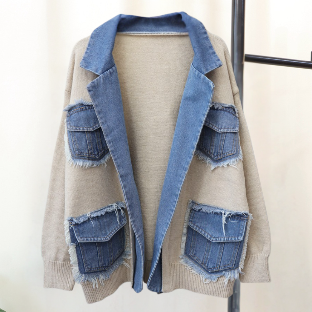 HADRIA - Gilet en Denim Tricot Femme