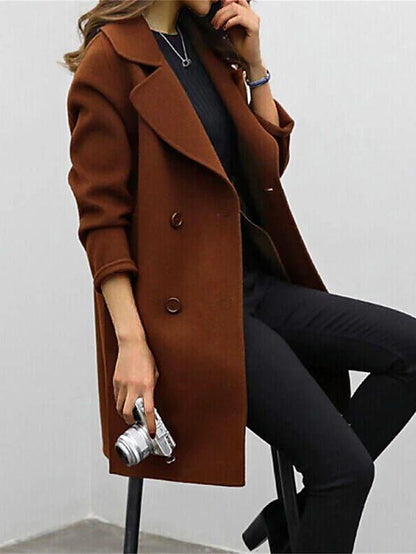 Manteau Femme Élégant Olive à Fermeture Éclair avec Poches